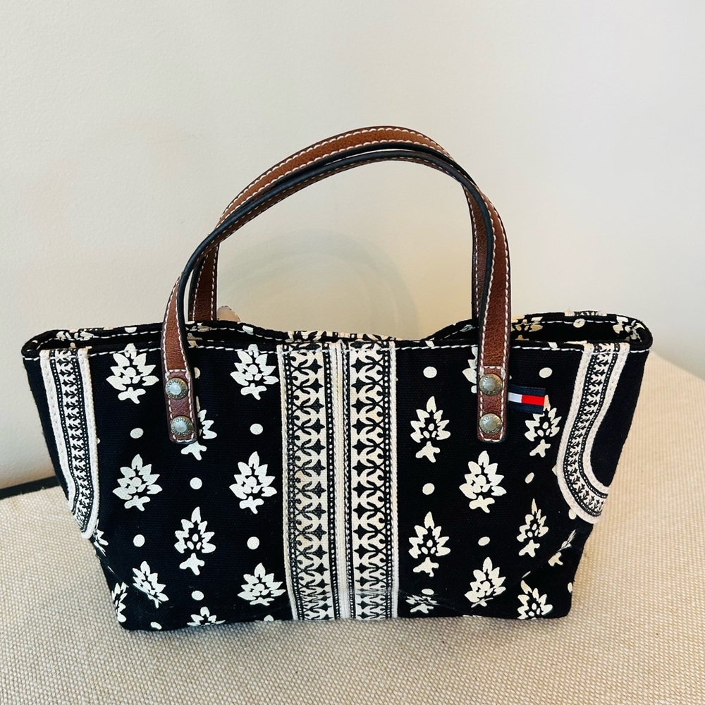 Tommy Hilfiger Black and White Patterned Tote